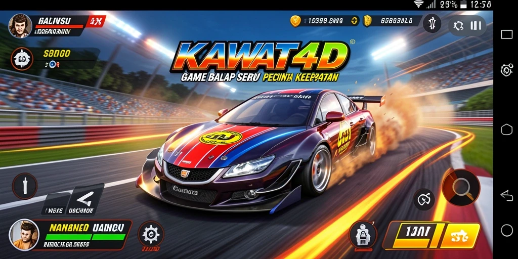 Tampilan gameplay KAWAT4D yang penuh aksi balap cepat.