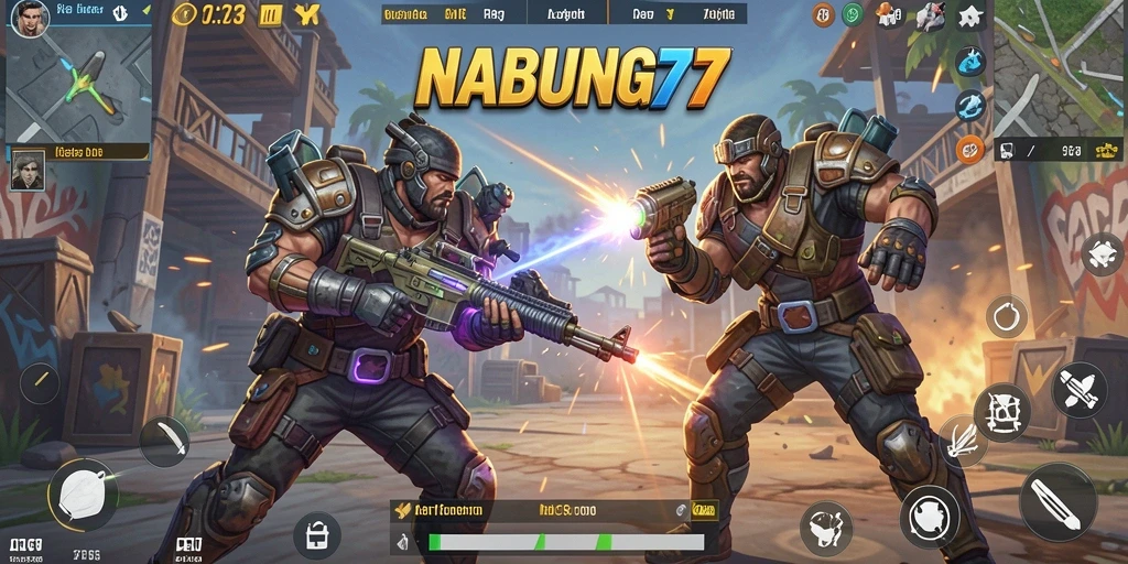 Gameplay memukau dalam NABUNG77 dengan aksi Battle Royale.